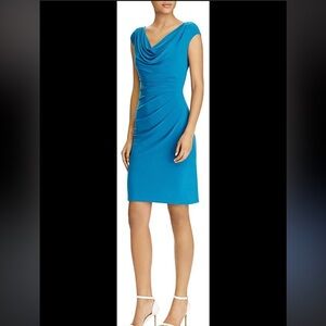 Lauren, Ralph Lauren blue weighted cowl neck dress size 10 Party Old Money Girly